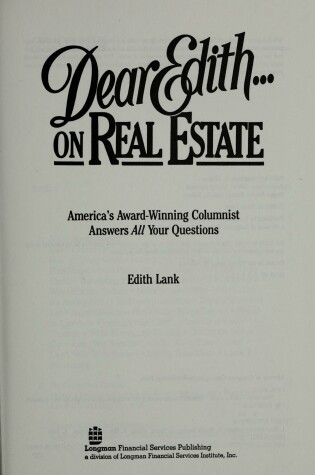 Cover of Dear Edith...on Real Estate