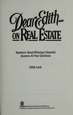 Book cover for Dear Edith...on Real Estate