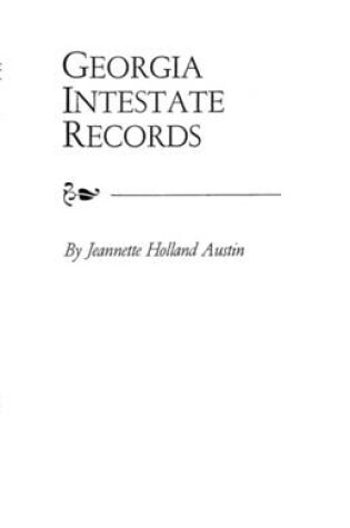 Cover of Georgia Intestate Records
