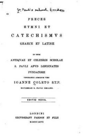 Cover of Preces Hymni Et Catechismus Graece Et Latine