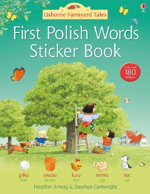 Book cover for First Polish Words Sticker Book