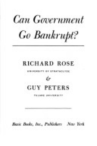 Cover of Can Governments Go Bankrupt