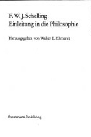 Cover of Einleitung in Die Philosophie