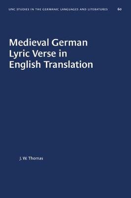 Cover of Medieval German Lyric Verse in English Translation