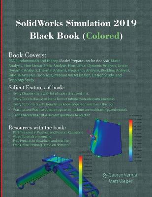 Book cover for SolidWorks Simulation 2019 Black Book (Colored)