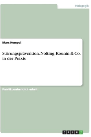 Cover of Stoerungspravention. Nolting, Kounin & Co. in der Praxis