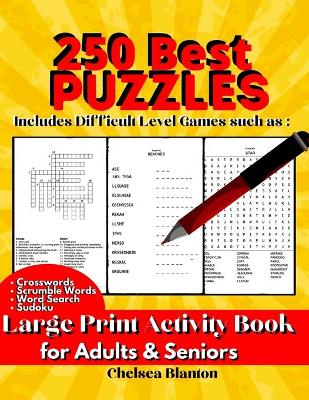 Book cover for 250 Best Puzzles Large Print Activity Book for Adults & Seniors