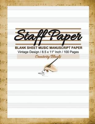 Book cover for Staff Paper Vintage Design Blank Sheet Music