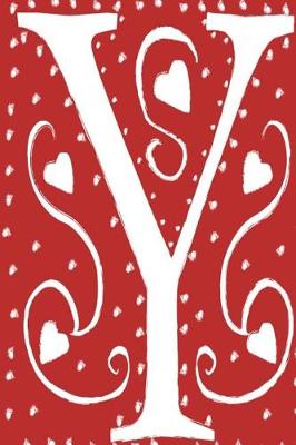 Cover of Monogram Journal Letter Y Hearts Love Red White