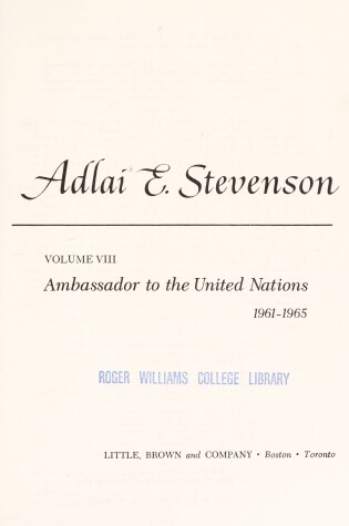 Cover of The Papers of Adlai E. Stevenson