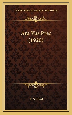 Book cover for Ara Vus Prec (1920)