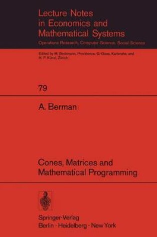 Cover of Cones, Matrices and Mathematical Programming