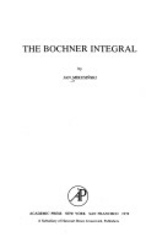 Cover of The Bochner Integral