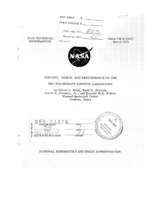 Book cover for Concept, design, and performance of the MSC Spacecraft Acoustic Laboratory