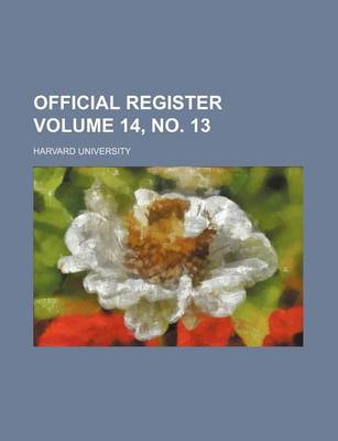 Book cover for Official Register Volume 14, No. 13