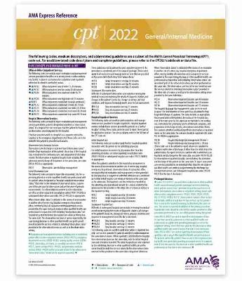 Cover of CPT Express Reference Coding Card 2022: General/Internal Medicine