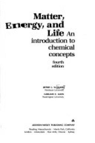 Cover of Matter, Energy, and Life