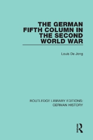 Cover of The German Fifth Column in the Second World War