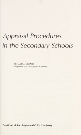 Cover of Appraisal Procedures in the Secondary Schools