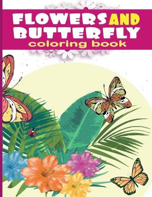 Book cover for flowers and butterfly coloring pages