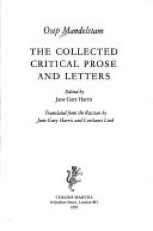 Cover of Collected Critical Prose