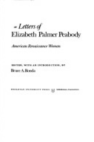 Cover of Letters of Elizabeth Palmer Peabody