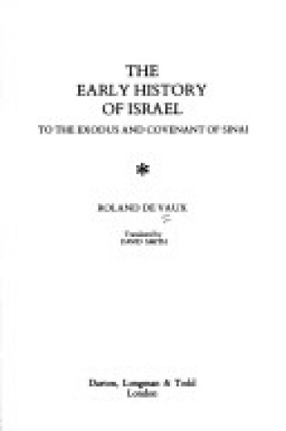 Cover of The Early History of Israel