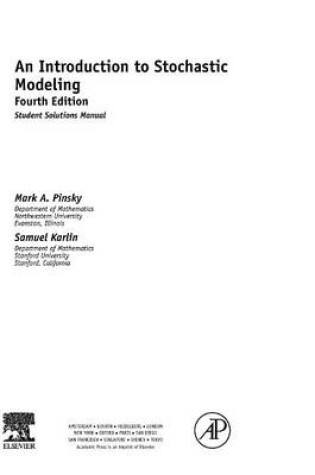 Cover of An Introduction to Stochastic Modeling, Student Solutions Manual (E-Only)