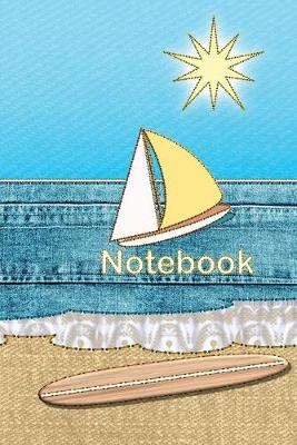 Book cover for Summer Beach Scene in Fabric Notebook