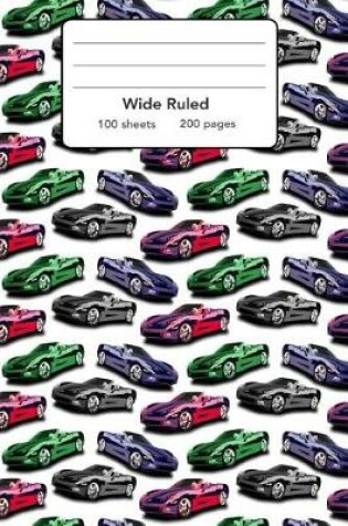 Cover of Wide Ruled Composition Notebook 6" x 9". Cars Supercars Wallpaper