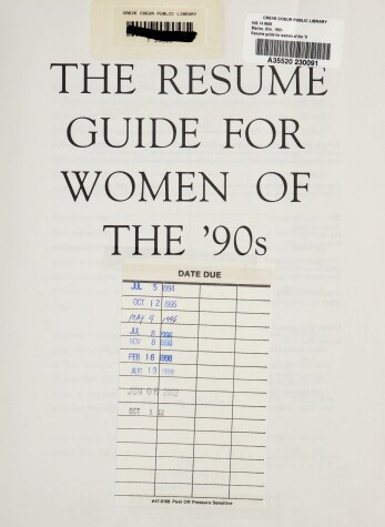 Book cover for The Resume Guide for Women of the 90'S