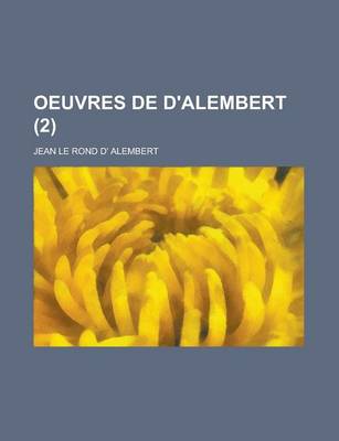 Book cover for Oeuvres de D'Alembert (2)