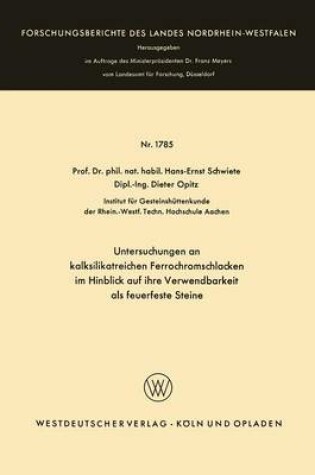 Cover of Untersuchungen an Kalksilikatreichen Ferrochromschlacken