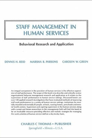 Cover of Staff Management in Human Services