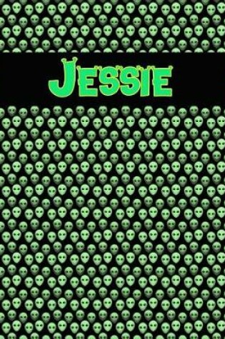 Cover of 120 Page Handwriting Practice Book with Green Alien Cover Jessie