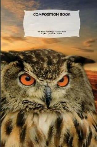 Cover of Wise Owl Sunset Composition Notebook, College Ruled