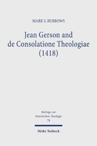 Cover of Jean Gerson and de Consolatione Theologiae (1418)