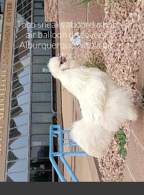 Book cover for Taco sneaks aboard a hot air balloon discovers Alburquerque with a pit stop in San Antonio and the Owl