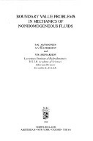 Cover of Boundary Value Problems in Mechanics of Nonhomogenous Fluids