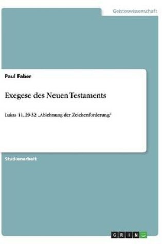 Cover of Exegese des Neuen Testaments