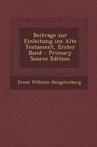 Cover of Beitrage Zur Einleitung Ins Alte Testament, Erster Band