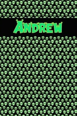 Cover of 120 Page Handwriting Practice Book with Green Alien Cover Andrew