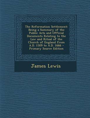 Book cover for The Reformation Settlement