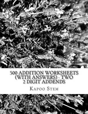 Book cover for 500 Addition Worksheets (with Answers) - Two 2 Digit Addends