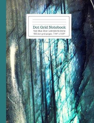 Book cover for Dot Grid Notebook Teal Blue Silver Labradorite Stone