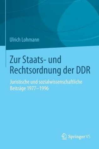 Cover of Zur Staats- Und Rechtsordnung Der Ddr