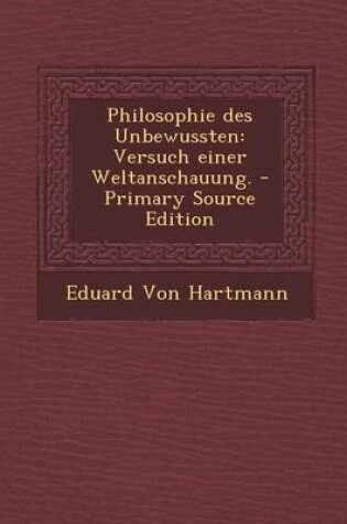 Cover of Philosophie Des Unbewussten