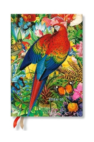 Cover of Tropical Garden (Nature Montages) Midi 12-month Vertical Hardback Dayplanner 2025 (Elastic Band Closure)