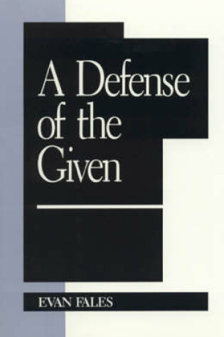 Cover of A Defense of the Given