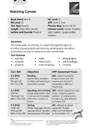 Cover of BC NF Lime B/3C Watching Comets Guided Reading Card